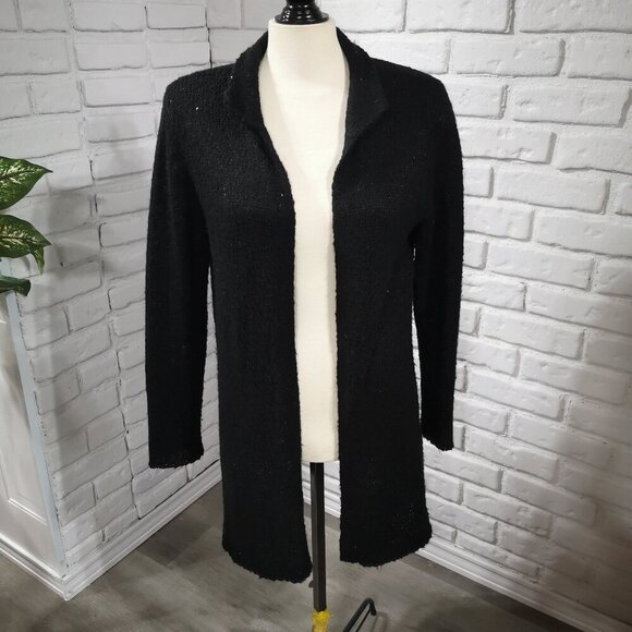 J. Jill Ladies Black with Sequins Size Large Petite Open Cardigan - Picture 1 of 9